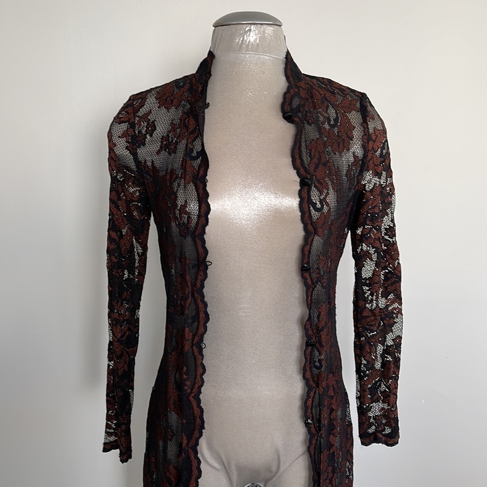Casadei lace duster in black brown - Picture 5 of 8